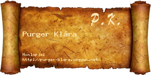 Purger Klára névjegykártya